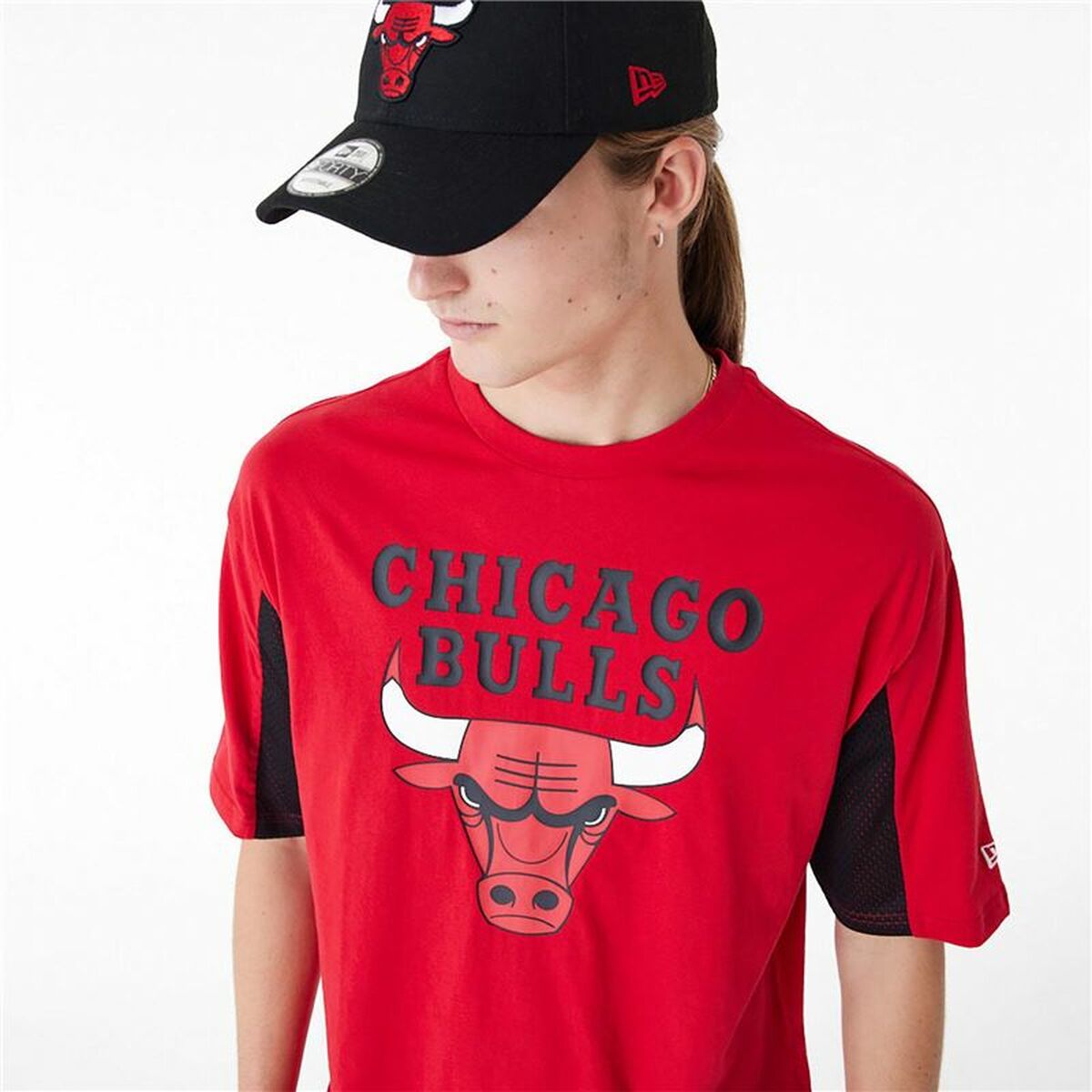 T-shirt med kortärm Herr New Era NBA MESH PANEL OS TEE CHIBU 60435481  Röd (L) - 6