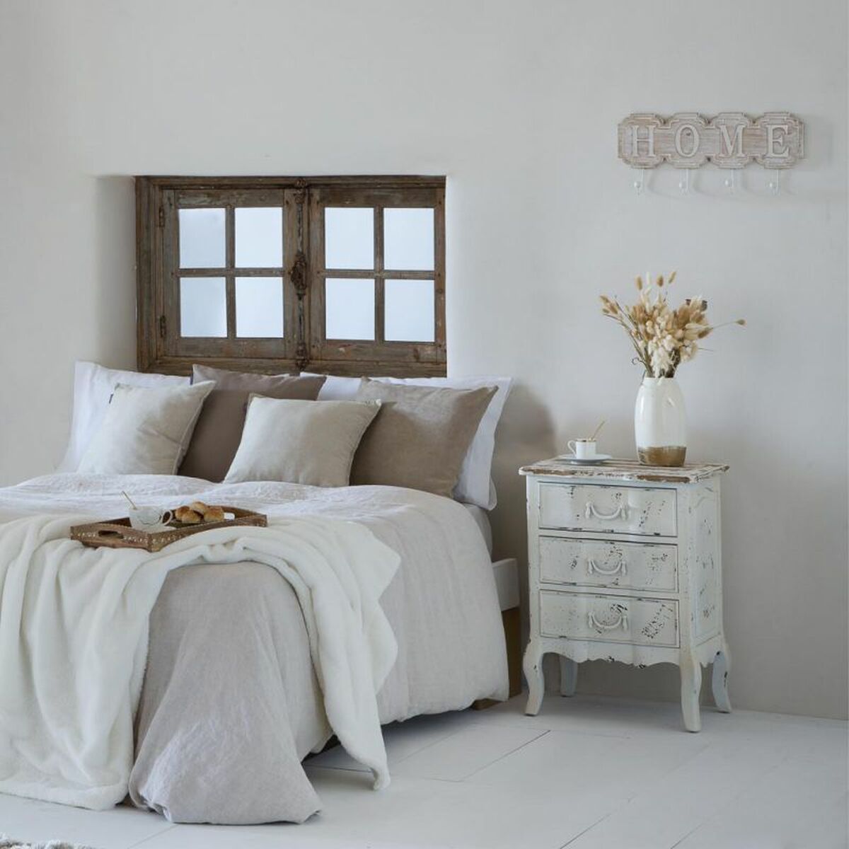 Nattduksbord Alexandra House Living Vit 40 x 70 x 50 cm - 2