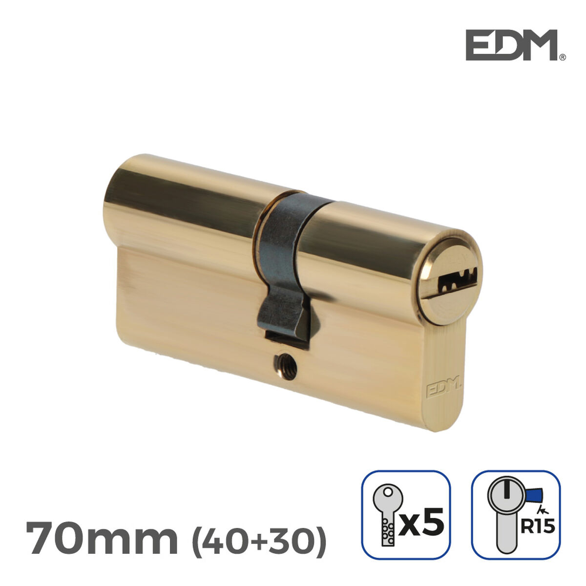 Cylinder EDM 85169 r15 Gyllene Mässing Långt kamlås Europeisk - 5