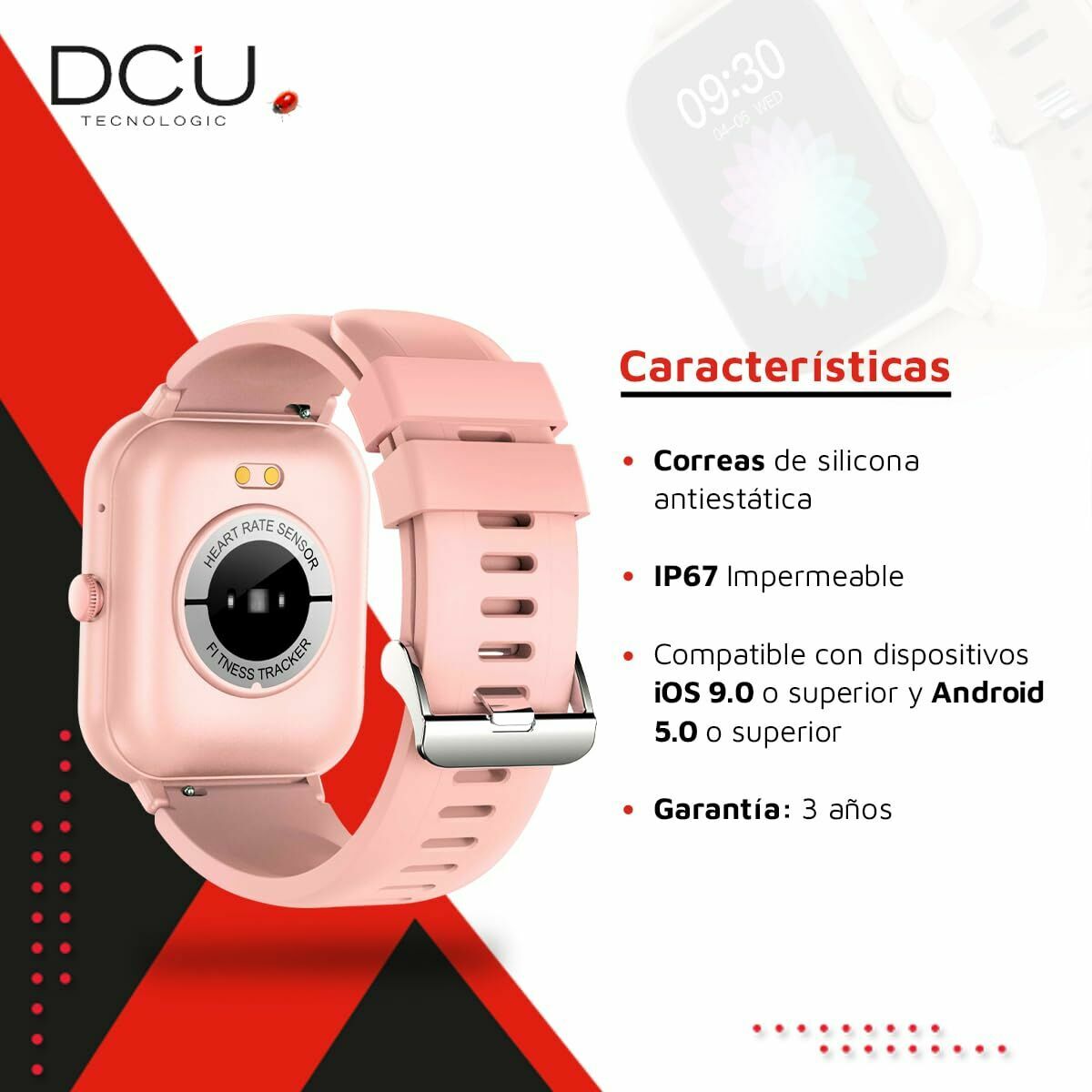 Smartklocka DCU CURVED GLASS PRO Rosa - 3