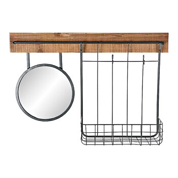 Väggspegel DKD Home Decor Svart Metall Gran Speglar (80 x 15 x 20 cm)