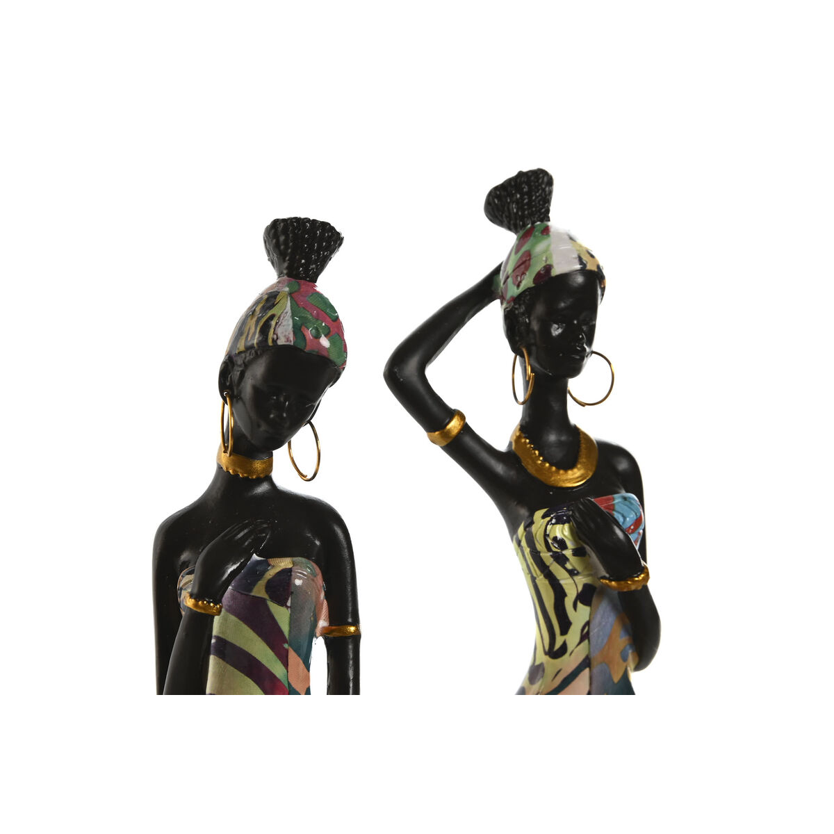 Prydnadsfigur Home ESPRIT Multicolour Afrikanska 9 x 7 x 16,5 cm (2 antal) - 3