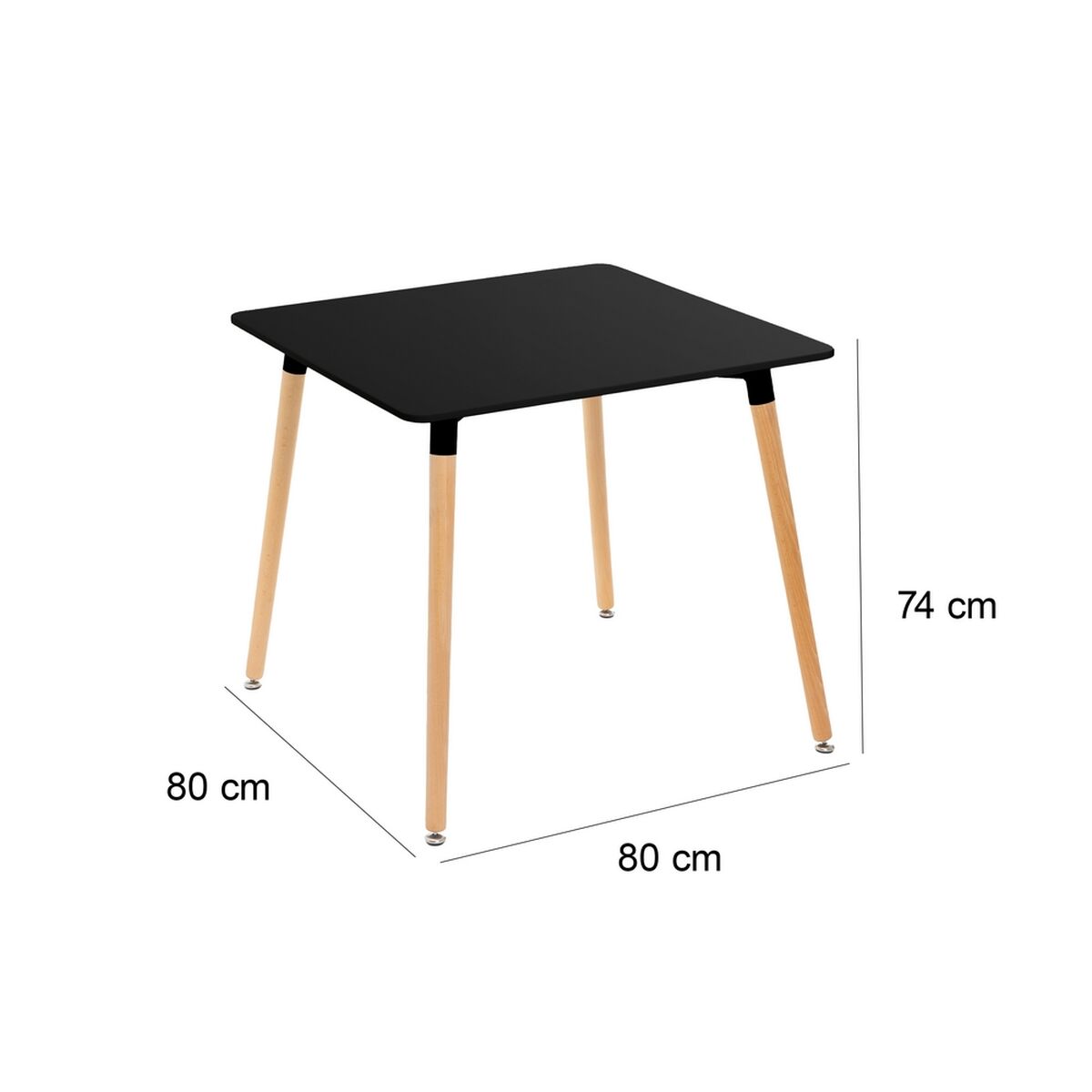 Bord Svart Naturell 80 x 80 x 75 cm - 6