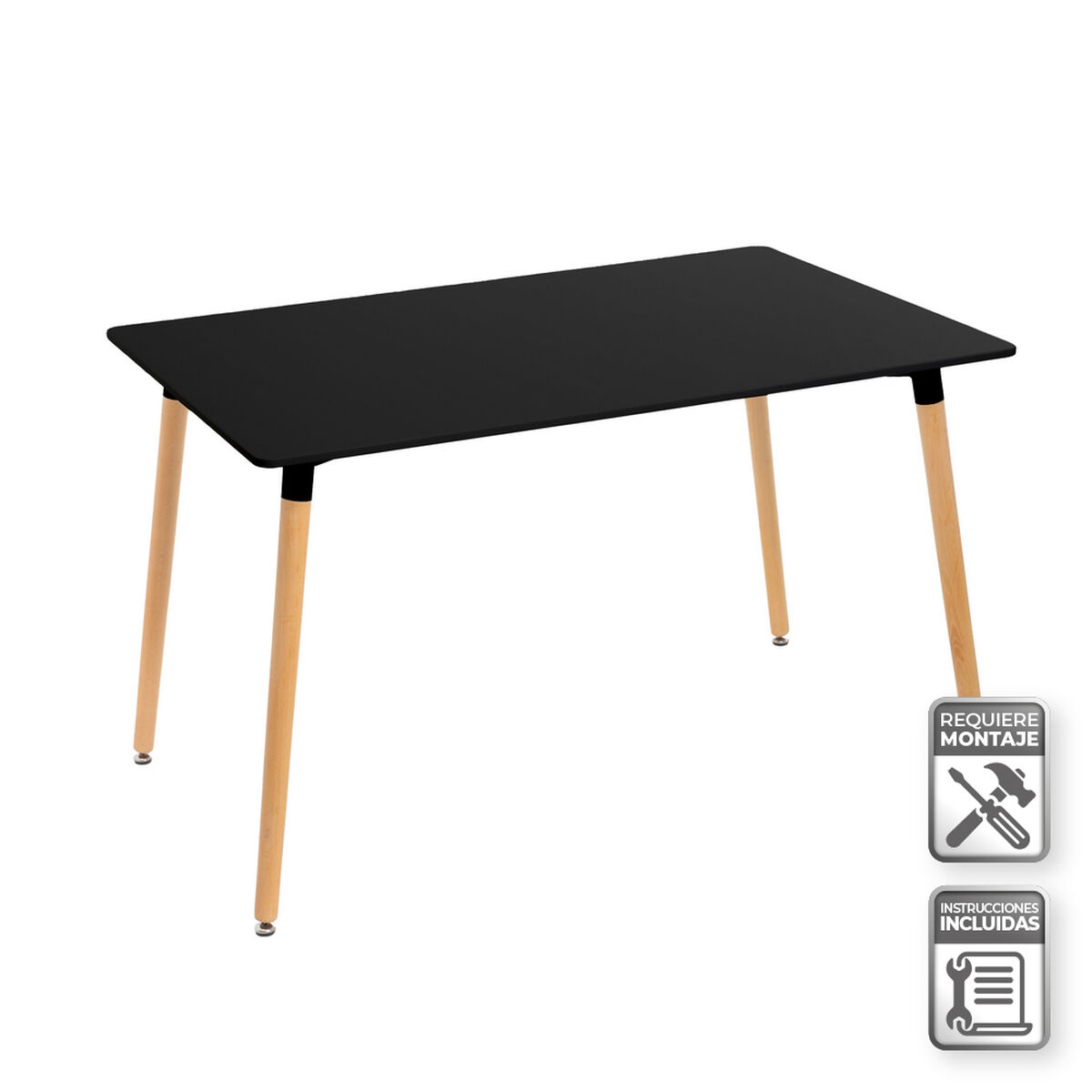 Bord Svart Naturell 120 x 80 x 75 cm - 2