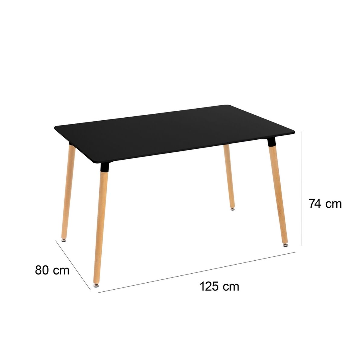 Bord Svart Naturell 120 x 80 x 75 cm - 6