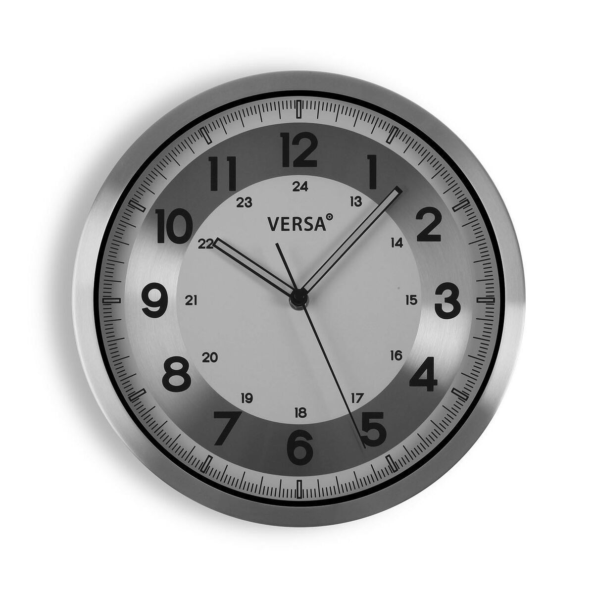 Väggklocka Versa Silvrig Metall Aluminium Kvarts 4,1 x 30,5 x 30,5 cm