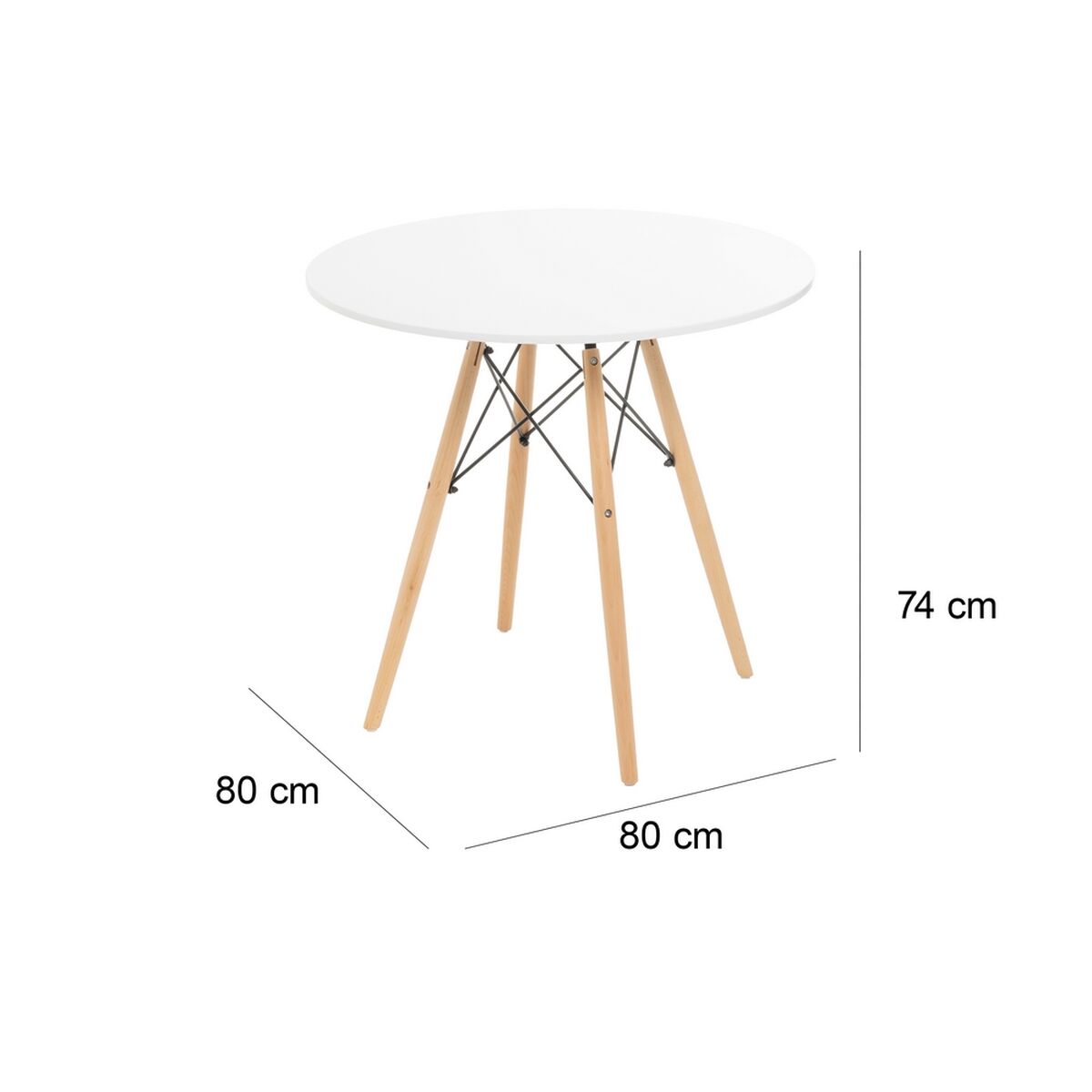 Bord Vit Naturell 80 x 80 x 74 cm - 6