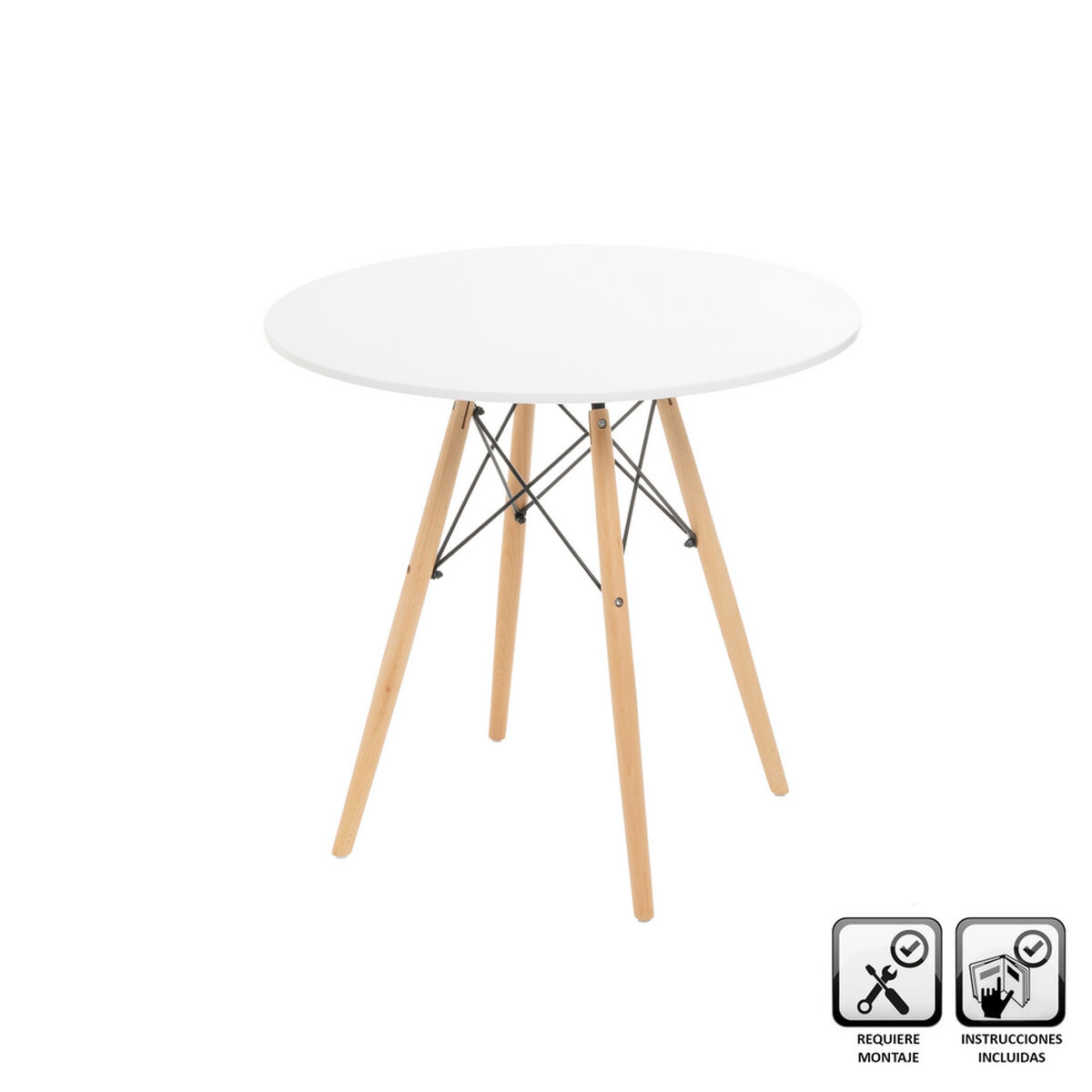 Bord Vit Naturell 80 x 80 x 74 cm - 2
