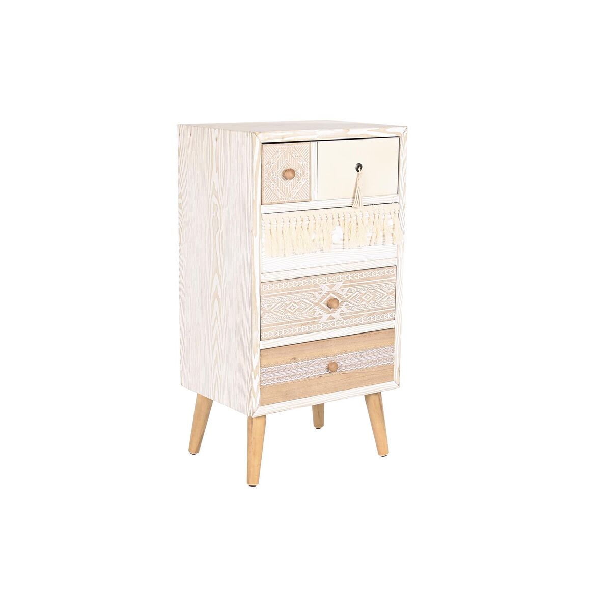 Byrå DKD Home Decor Gran Naturell Bomull Vit (48 x 35 x 89 cm) - 5