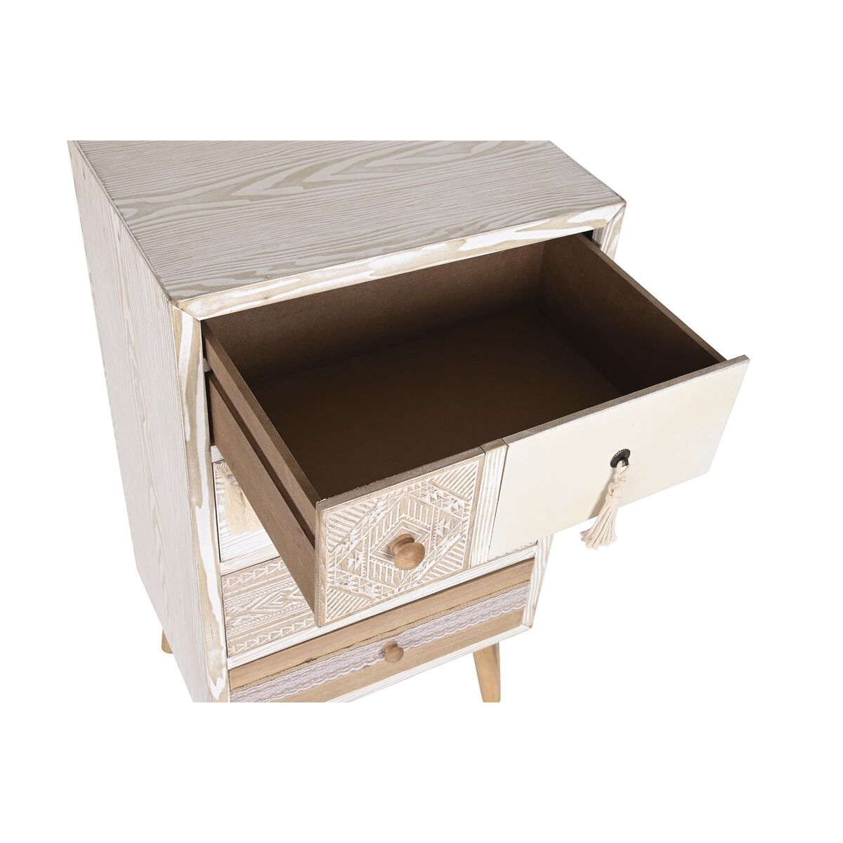 Byrå DKD Home Decor Gran Naturell Bomull Vit (48 x 35 x 89 cm) - 8