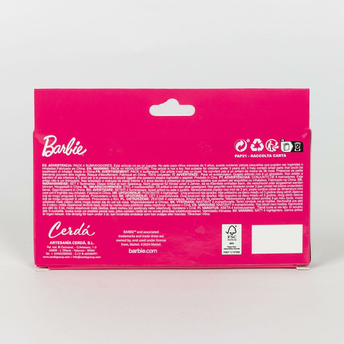 Fluorescerande markörsuppsättning Barbie Rosa 4 Delar - 4