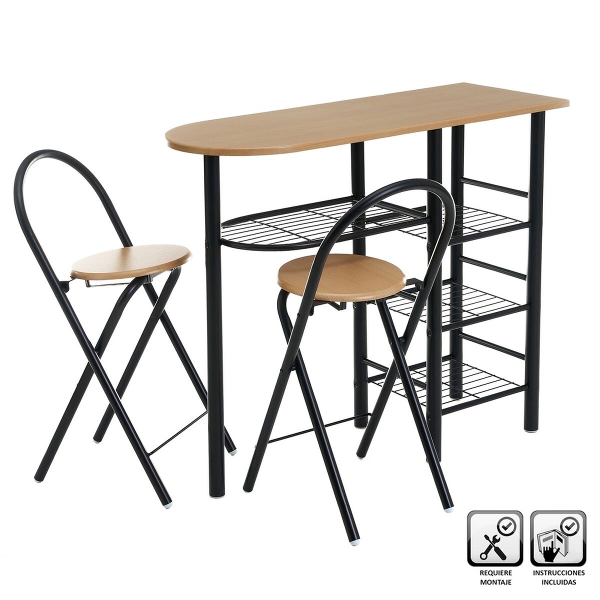 Bordsgrupp med 2 stolar 100 x 74 x 88 cm - 2