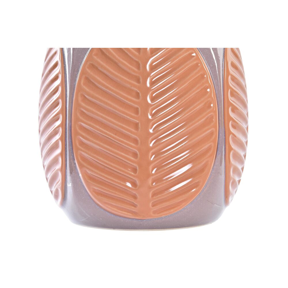Vas DKD Home Decor Brun Rosa Stengods Löv av en växt 17 x 17 x 26 cm (2 antal) - 2