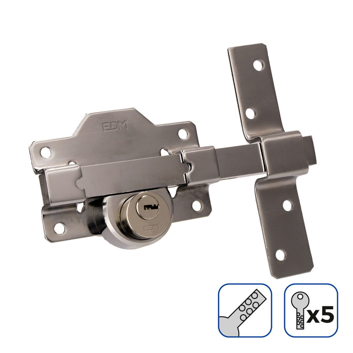 Säkerhetslås EDM 85191 ickel 83 x 170 mm Ø26 mm - 3
