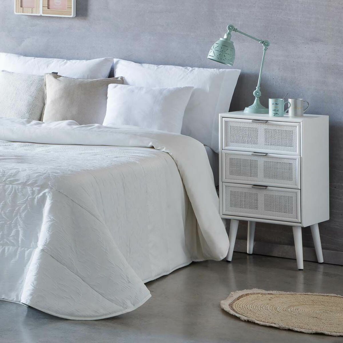 Nattduksbord Alexandra House Living Vit 36 x 71 x 42 cm - 3