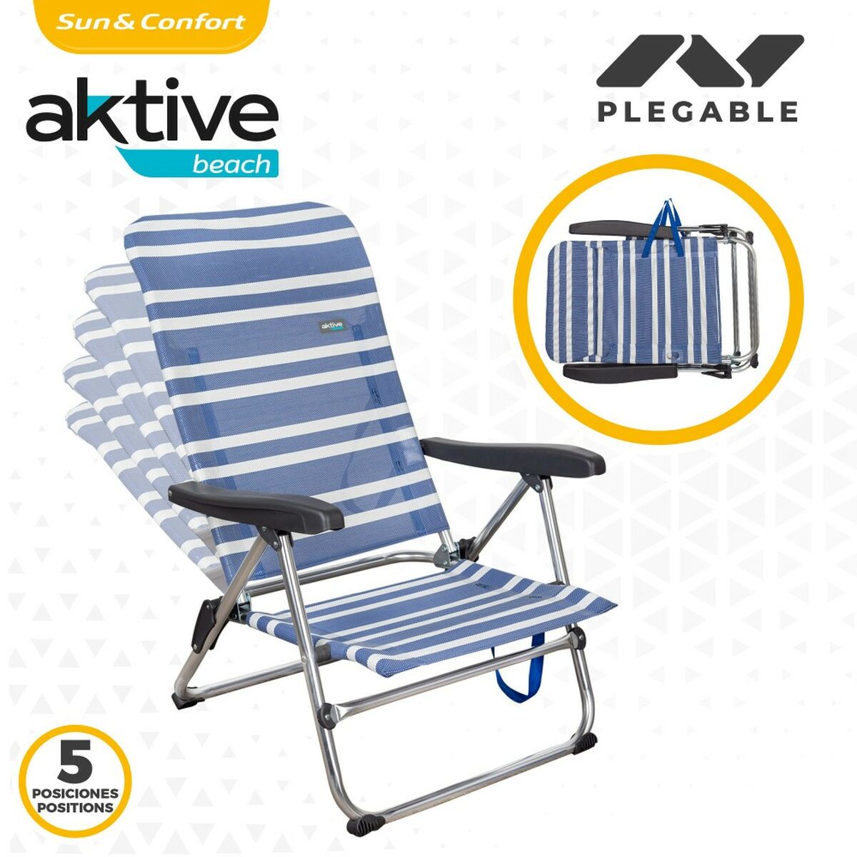 Hopfällbar Stol Aktive Mykonos Randig 47 x 85 x 50 cm (4 antal) - 4