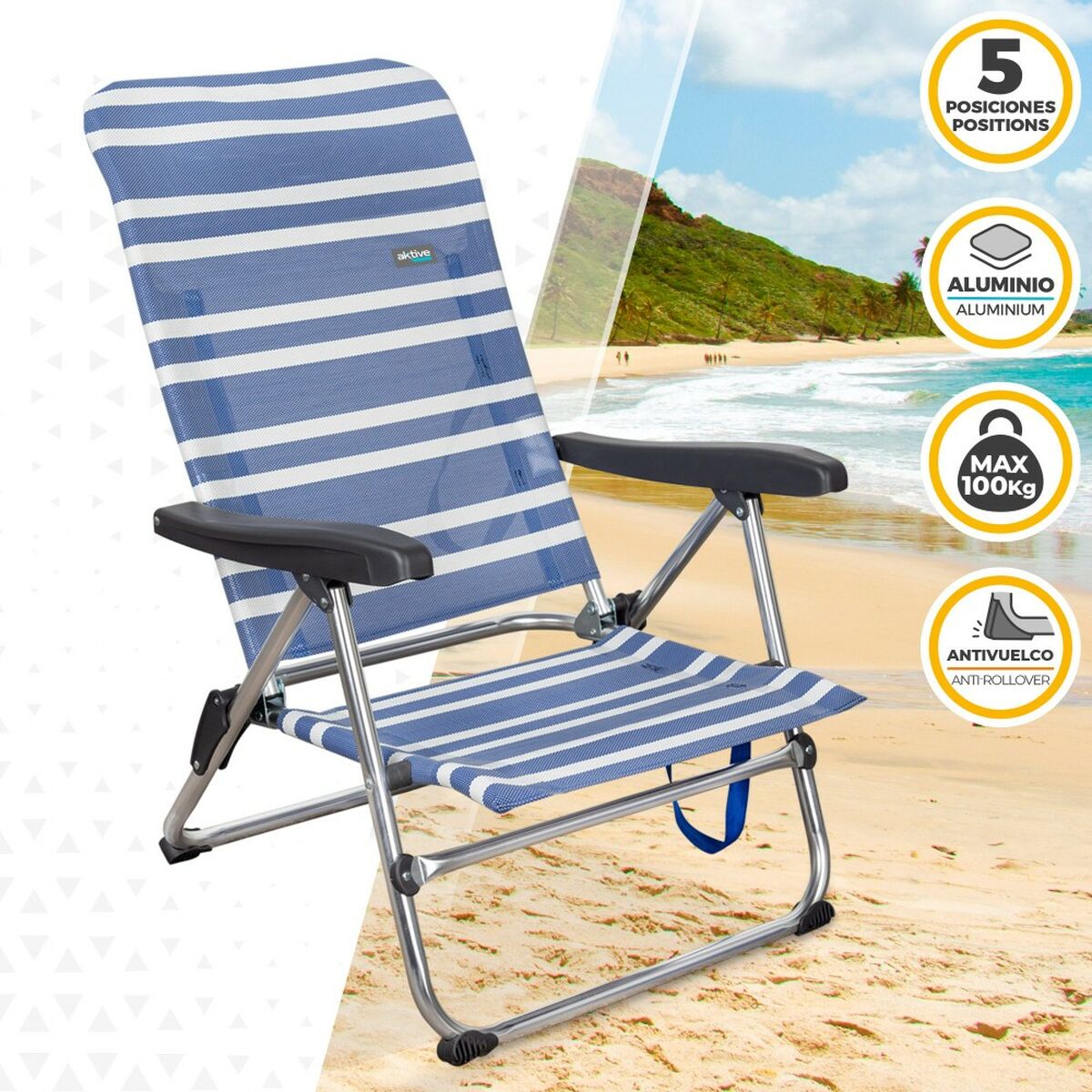 Hopfällbar Stol Aktive Mykonos Randig 47 x 85 x 50 cm (4 antal) - 3