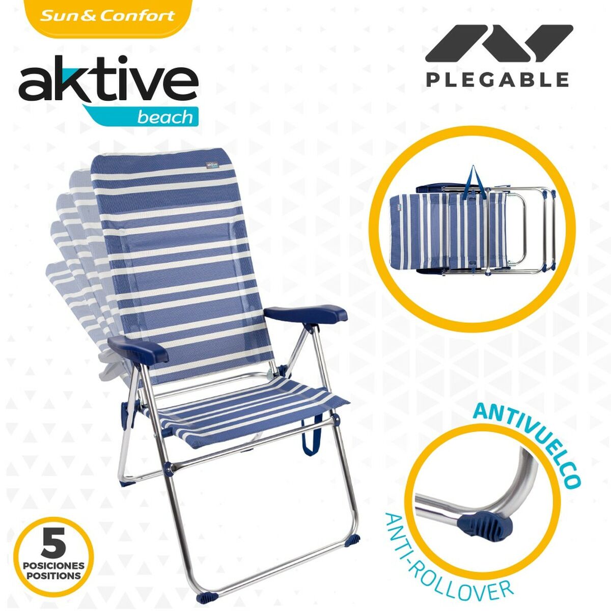 Hopfällbar Stol Aktive Mykonos 47 x 108 x 66 cm (4 antal) - 4