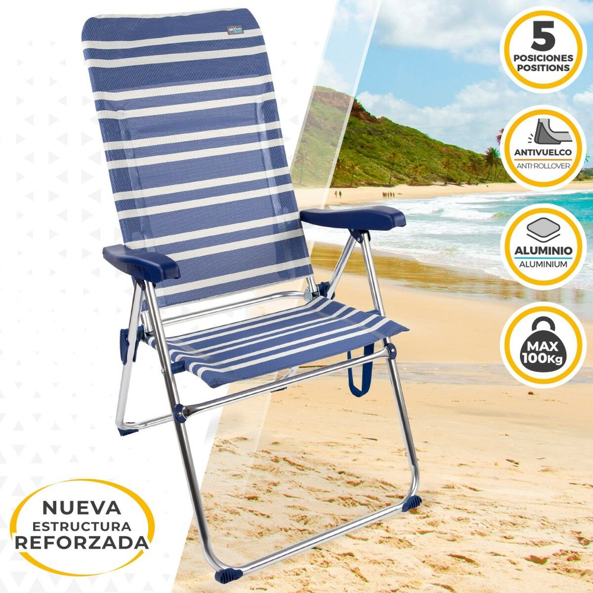 Hopfällbar Stol Aktive Mykonos 47 x 108 x 66 cm (4 antal) - 8