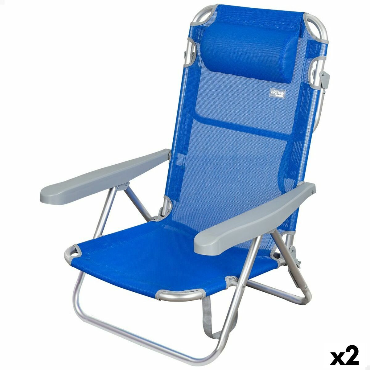 Fällbar stol med nackstöd Aktive Gomera Blå 48 x 84 x 46 cm (2 antal) - 6
