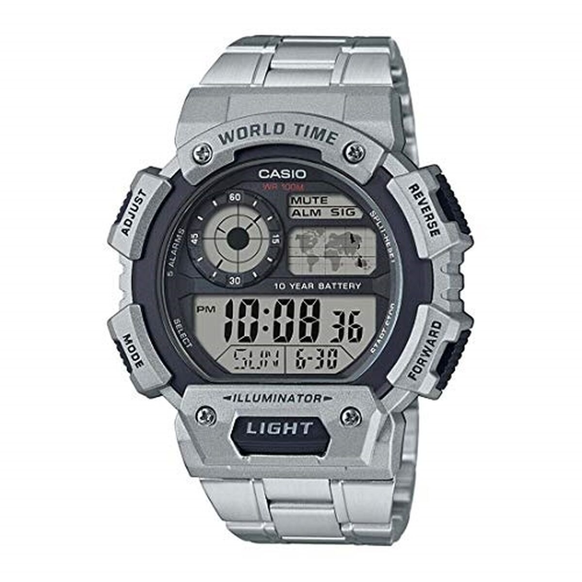 Herrklocka Casio ILLUMINATOR WORLDTIME Svart Silvrig (Ø 48 mm)