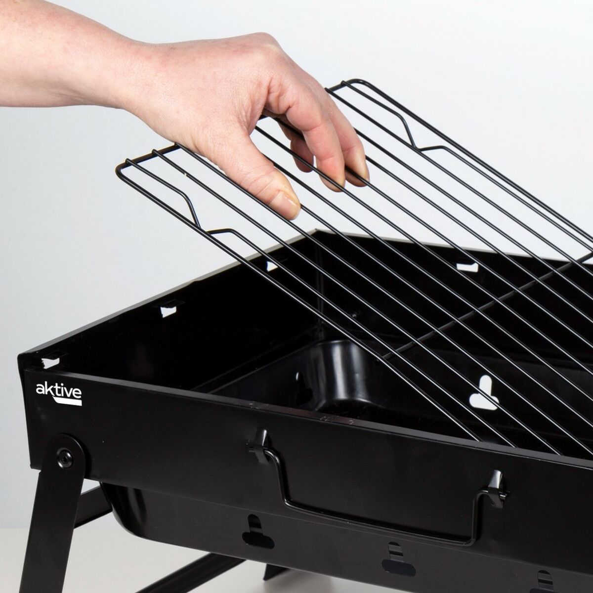 Bärbar Grill Aktive Rektangulär Svart 50 x 23 x 30 cm (2 antal) - 3