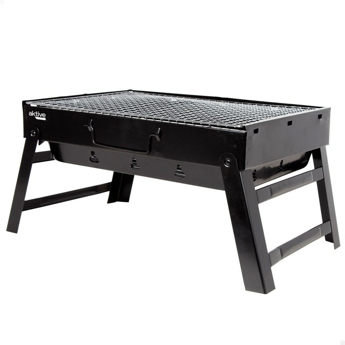 Bärbar Grill Aktive Rektangulär Svart 50 x 23 x 30 cm (2 antal) - 9