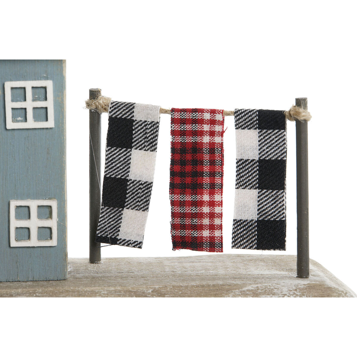 Prydnadsfigur Home ESPRIT Blå Röd Multicolour Hus 25,5 x 9 x 13,5 cm (2 antal) - 3
