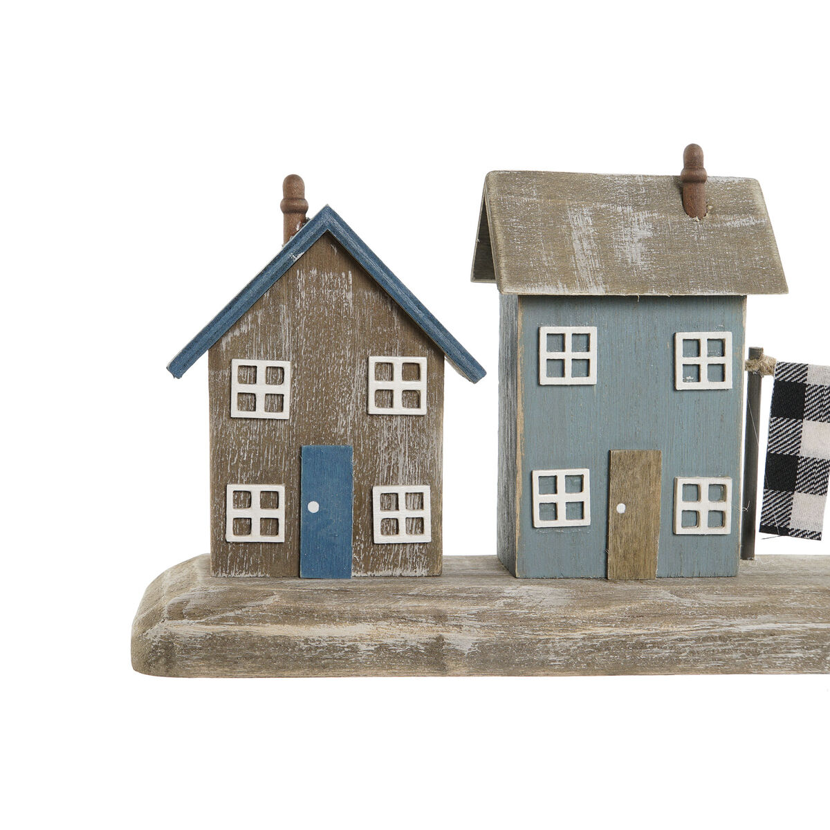Prydnadsfigur Home ESPRIT Blå Röd Multicolour Hus 25,5 x 9 x 13,5 cm (2 antal) - 2