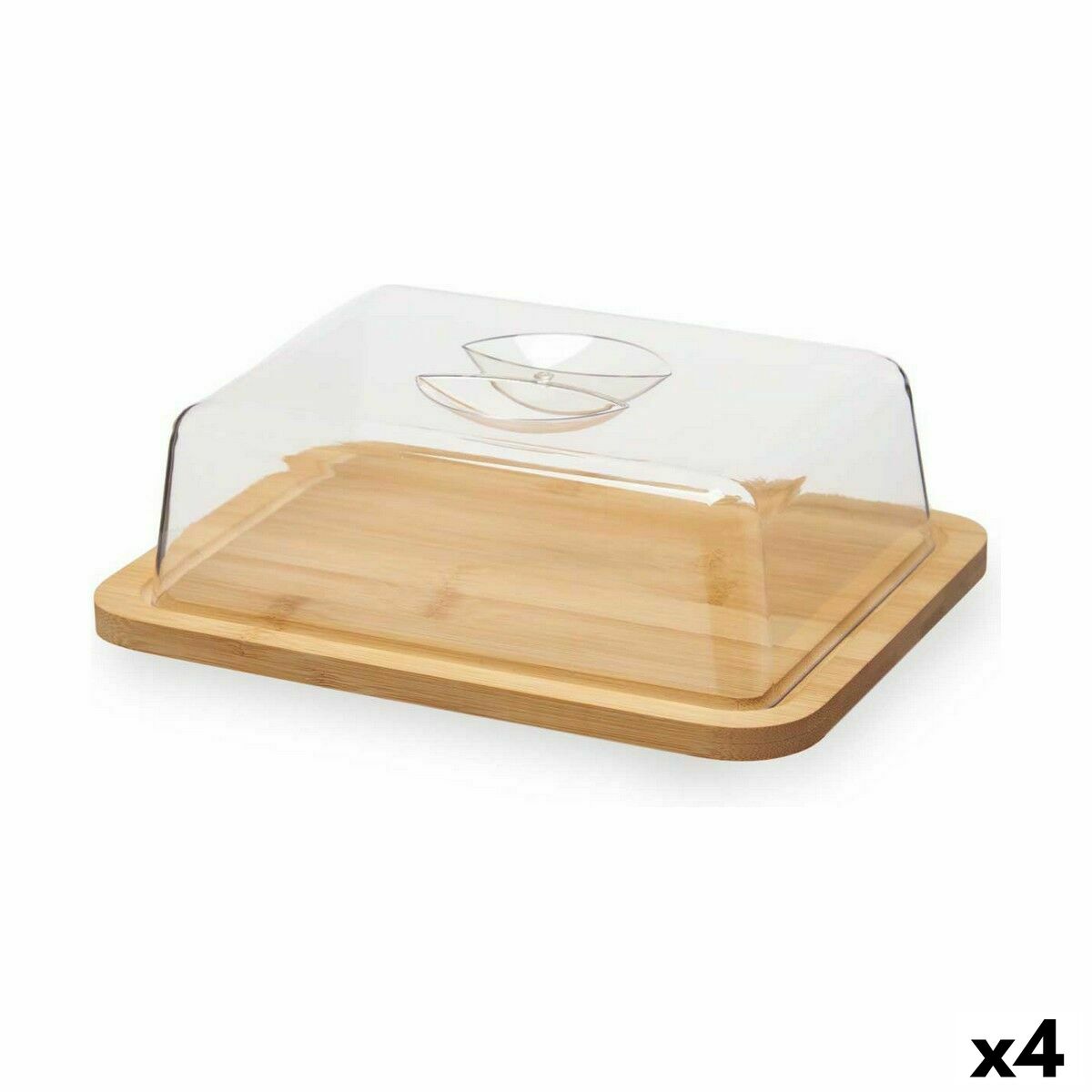 Ostbricka Med lock Brun Transparent Bambu 19,1 x 7,5 x 25,1 cm (4 antal) - 3
