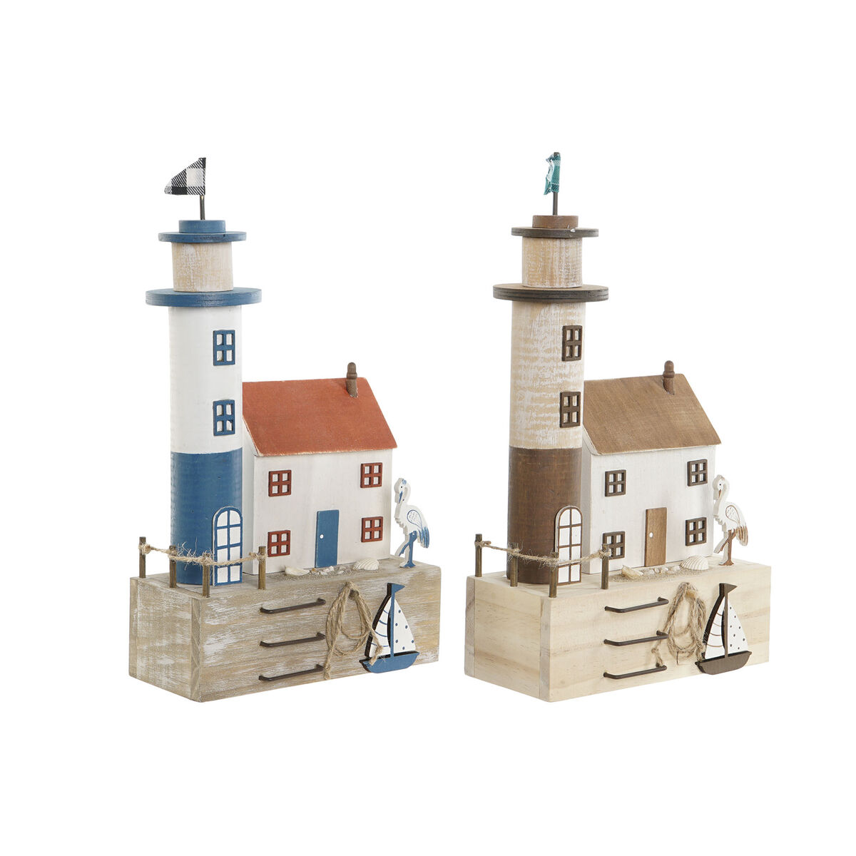 Prydnadsfigur Home ESPRIT Blå Röd Multicolour 17 x 8,5 x 30 cm (2 antal) - 3