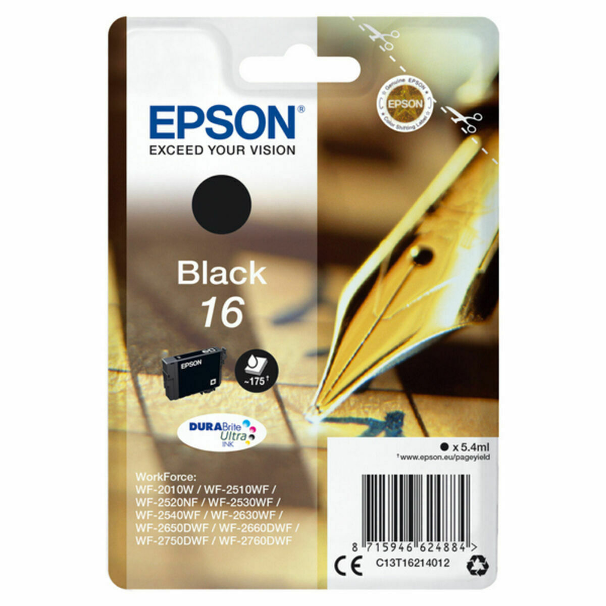 Patron Kompatibel Epson C13T16214012 Svart
