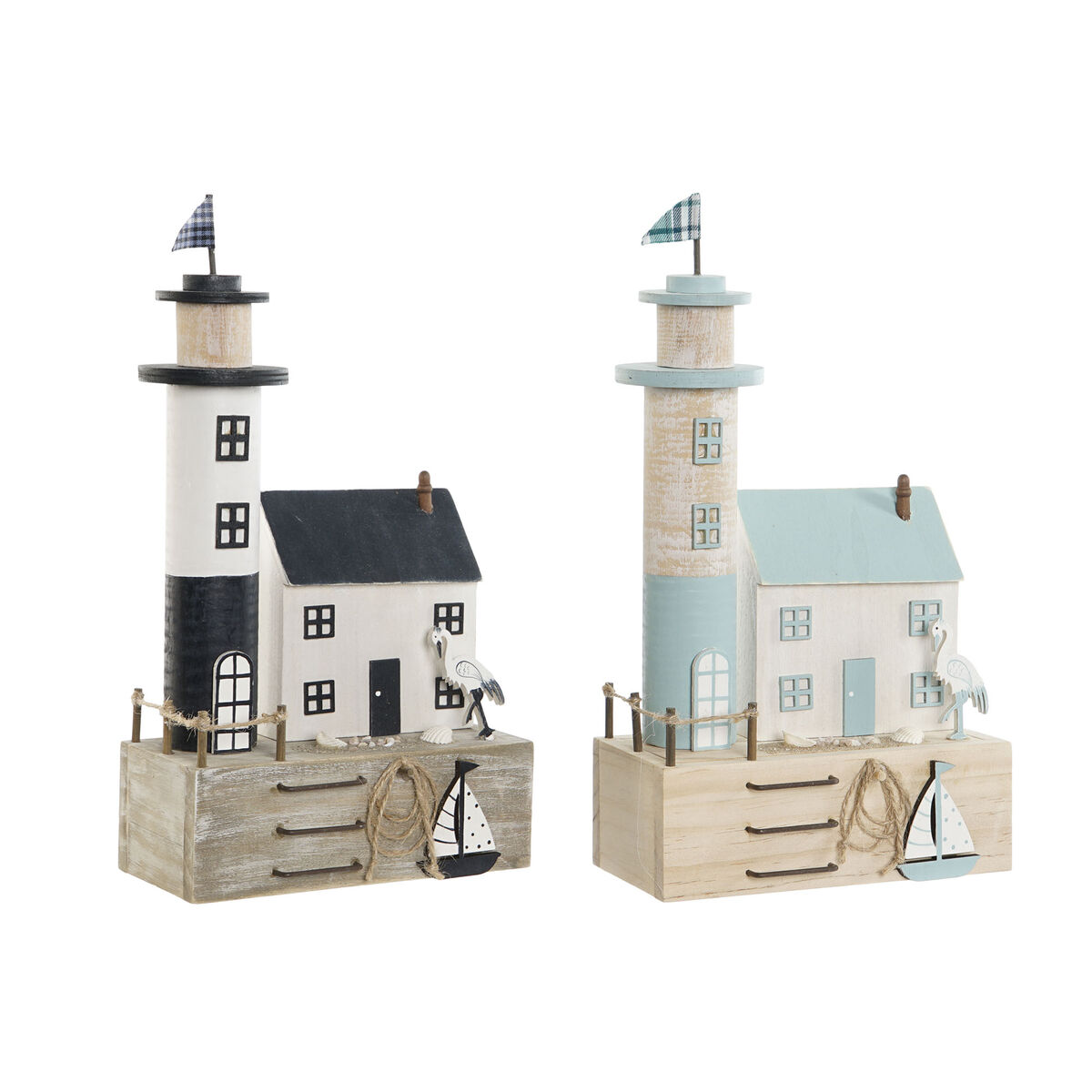 Prydnadsfigur Home ESPRIT Blå Marinblå 17 x 8,5 x 30 cm (2 antal)