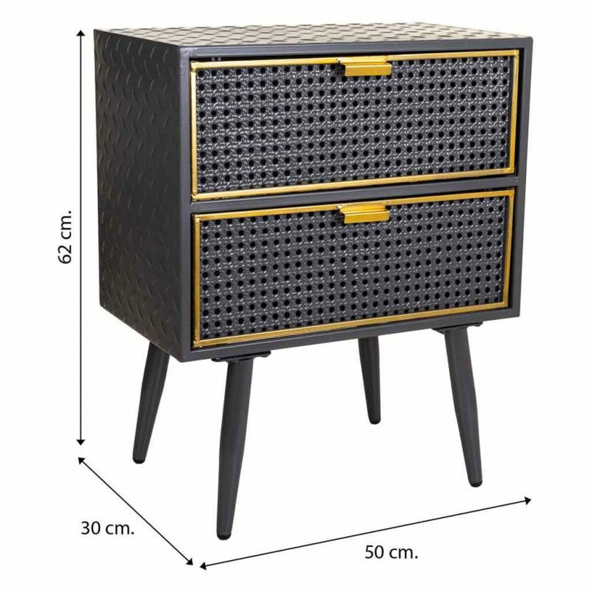 Nattduksbord Alexandra House Living Brun Svart Grå 30 x 62 x 50 cm - 7