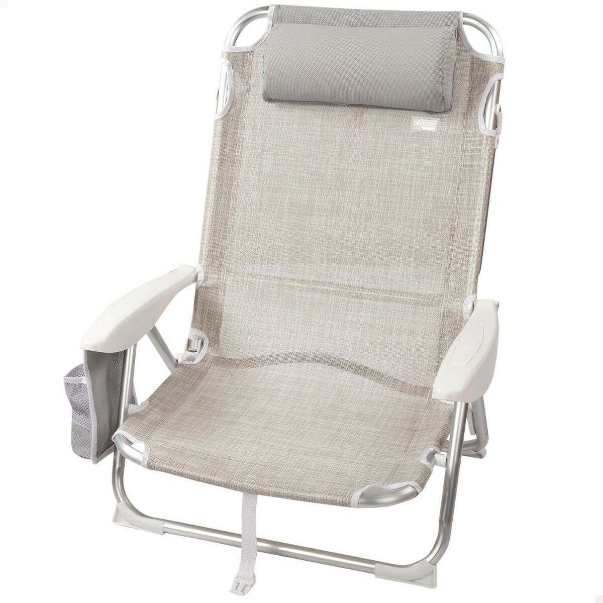 Fällbar stol med nackstöd Aktive Ibiza Beige 51 x 76 x 45 cm (2 antal) - 2