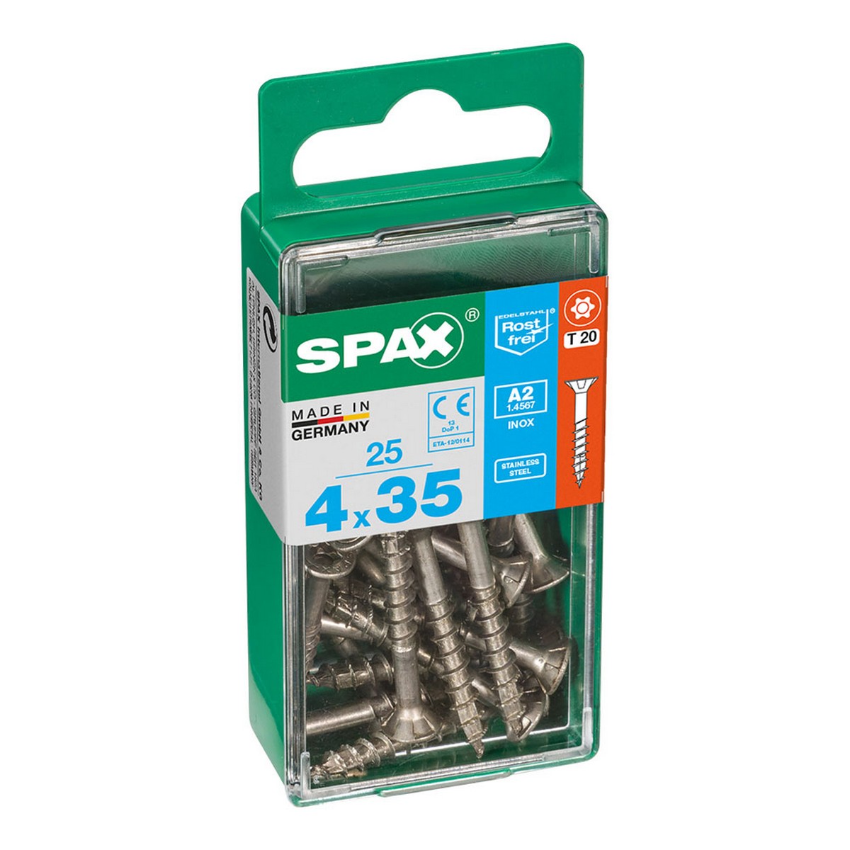 Låda med skruvar SPAX Trä Rostfritt stål Platt huvud 25 Delar (4 x 35 mm) - 3