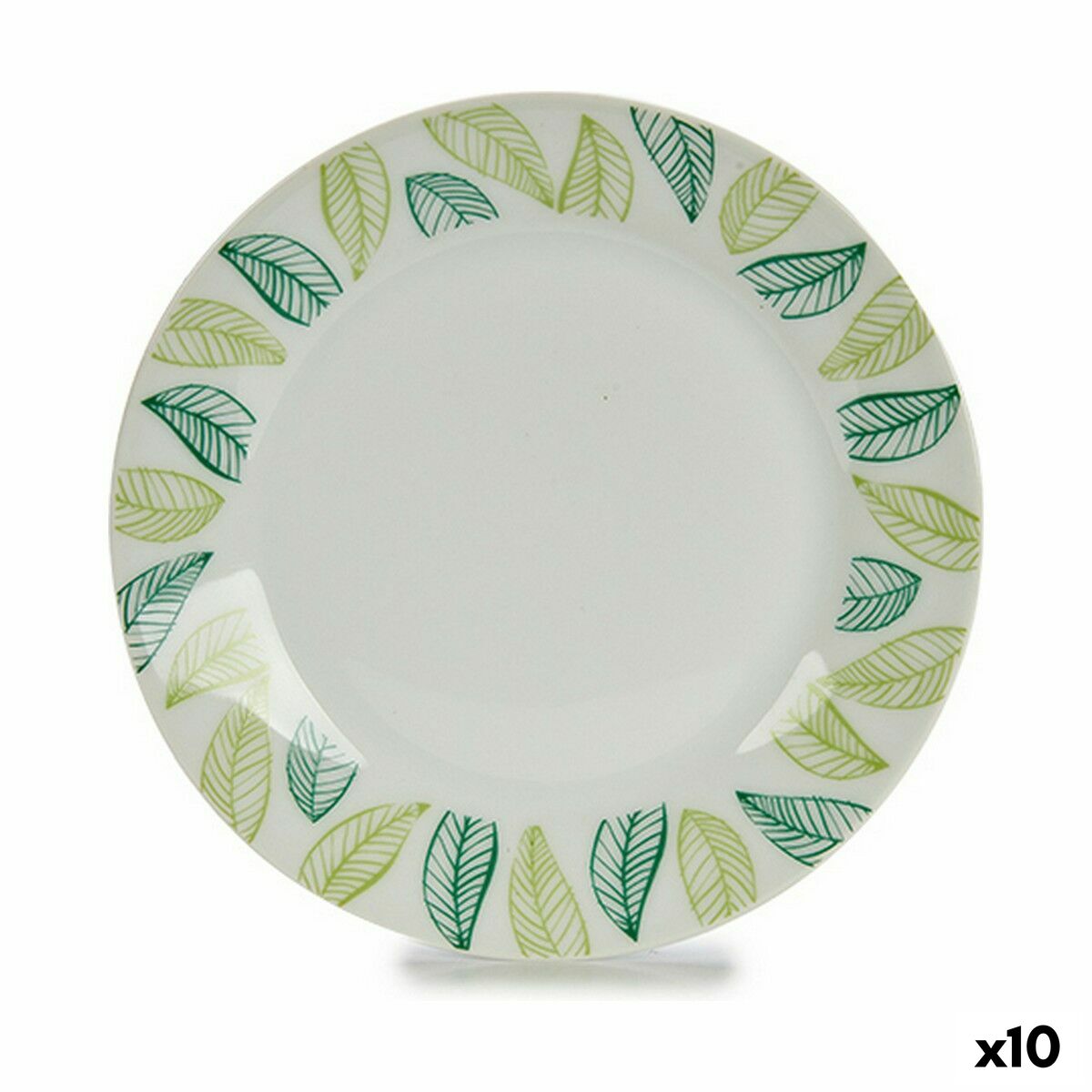Dessert Vit Grön Porslin 19 x 2 x 19 cm Blad (10 antal)