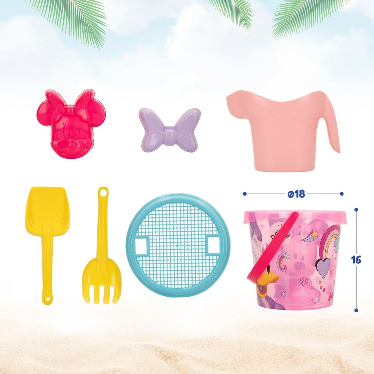 Strandleksaker set Minnie Mouse 18 x 16 x 18 cm (12 antal) - 7