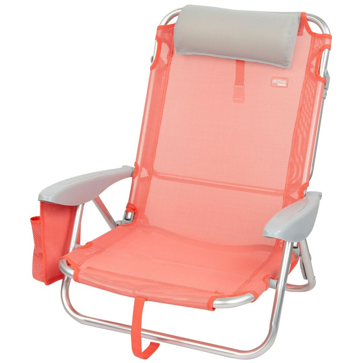 Fällbar stol med nackstöd Aktive Flamingo Korall 51 x 76 x 45 cm (2 antal) - 2
