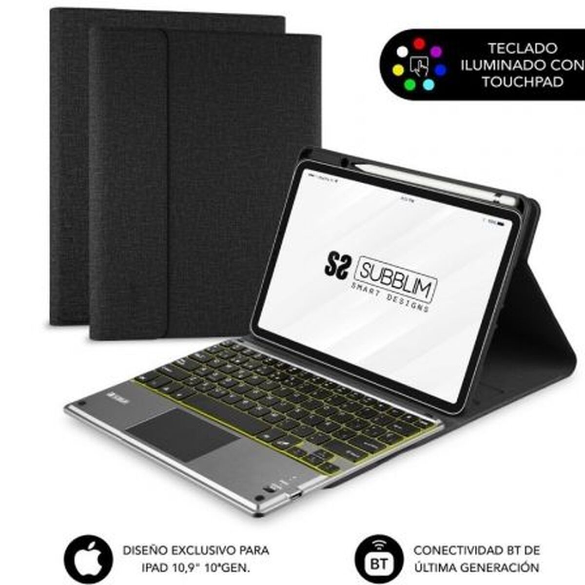 Fodral till Läsplatta Subblim SUBKT4-BTPI03 Svart Qwerty Spanska QWERTY