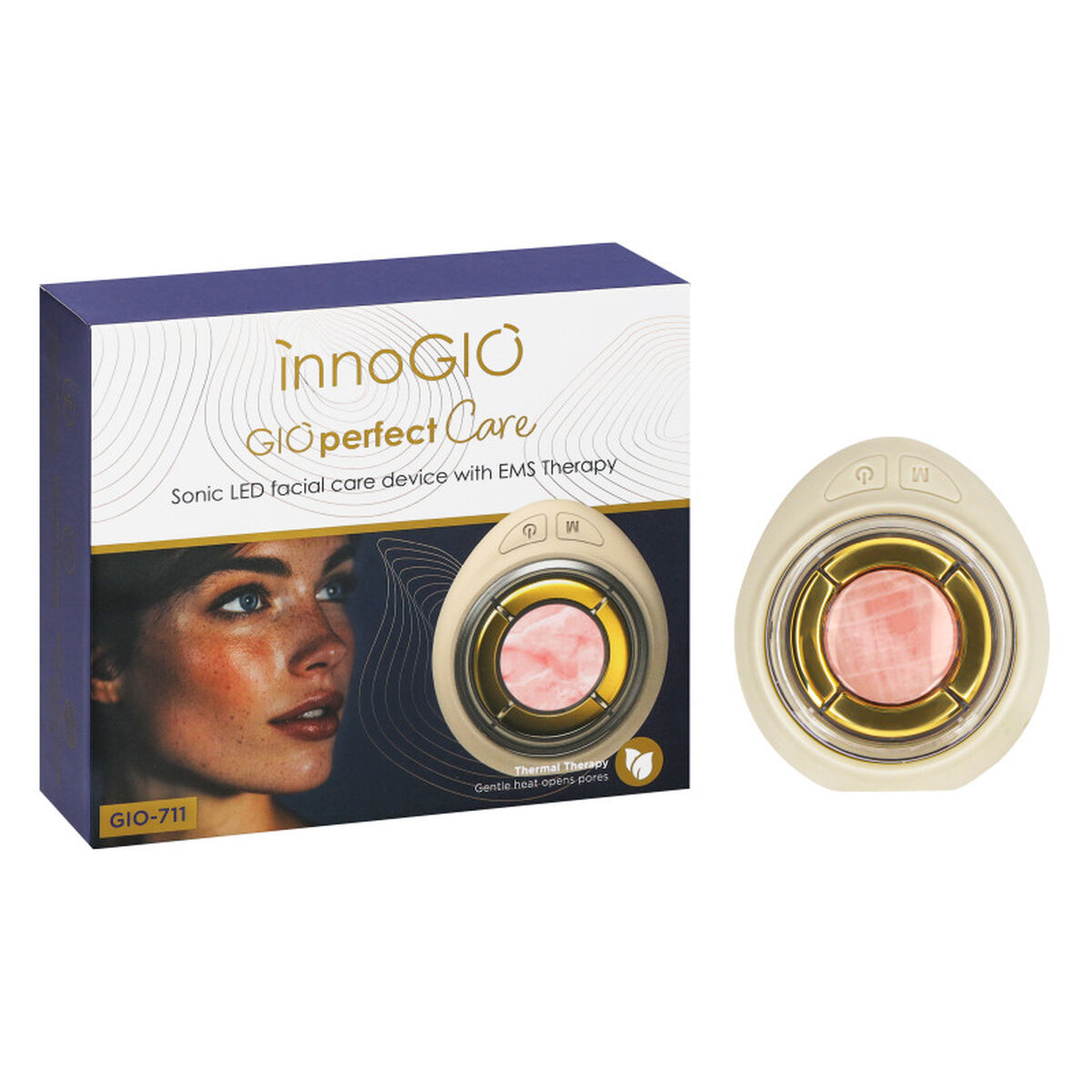 Ultrasonisk ansiktsrengöring 4-i-1 Innogio 711 SONICO LED TERAPIA Gyllene
