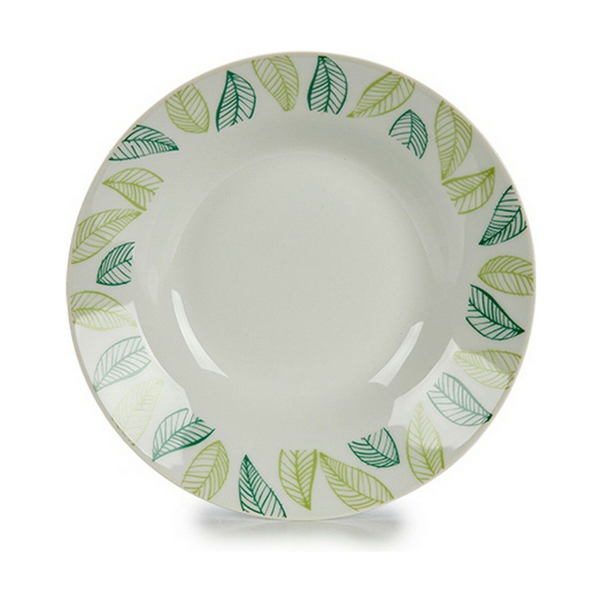Djup tallrik Vit Grön Ø 20,6 cm Blad Porslin (10 antal) - 2