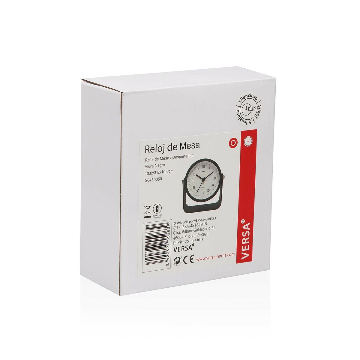Asztali óra Versa Alura Svart Plast 4,1 x 10 x 10 cm - 3