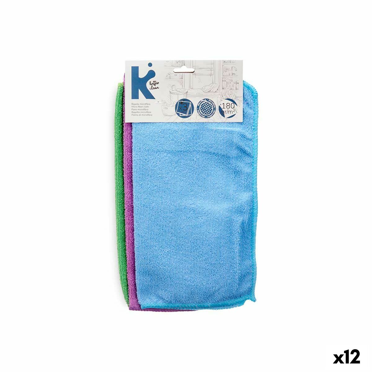 Uppsättning av kläder Blå Röd Grön Purpur 30 x 30 cm 15 x 31 x 1 cm 17 x 34 x 1 cm (12 antal)