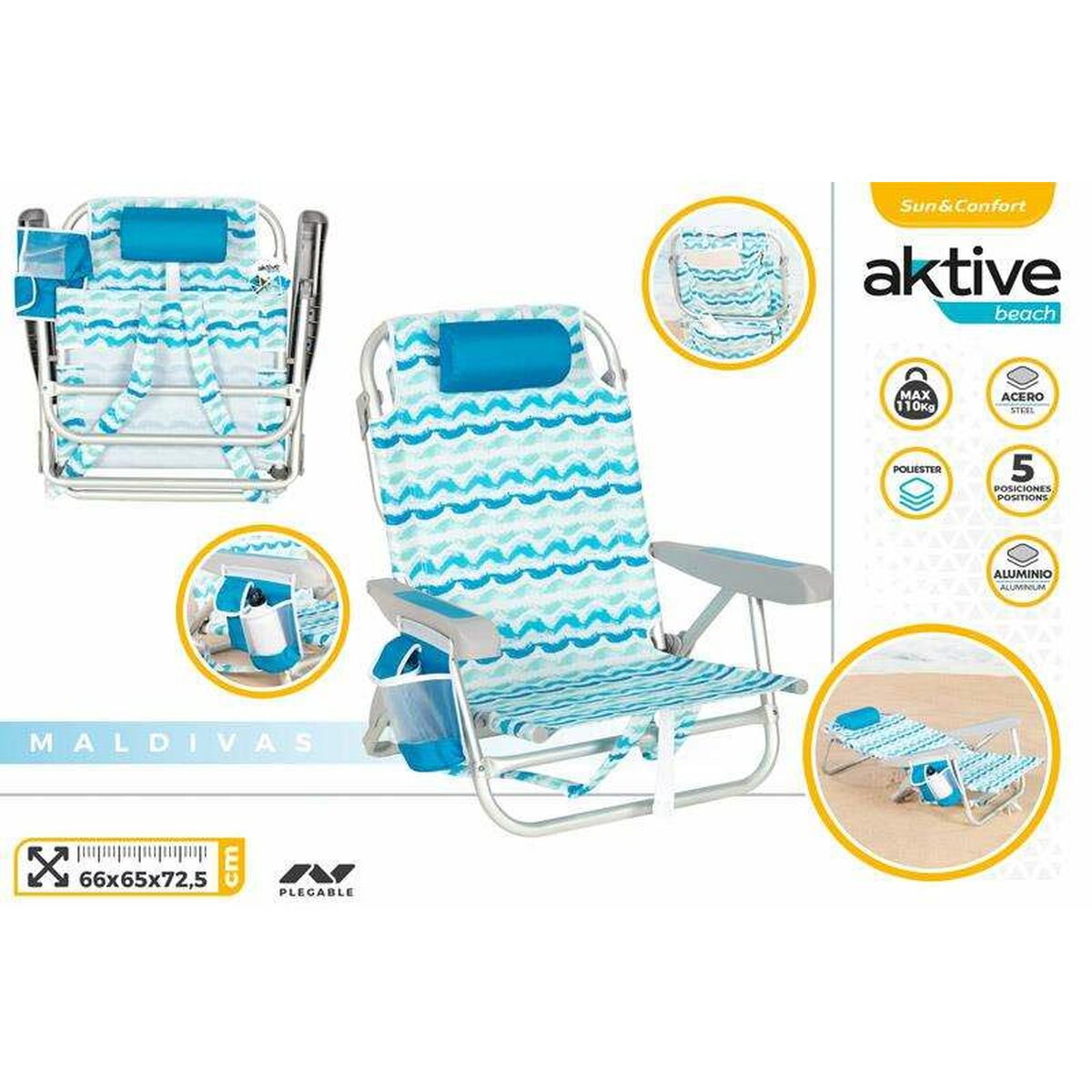 Fällstol med kylare Aktive 66 x 65 x 72.5 cm - 2