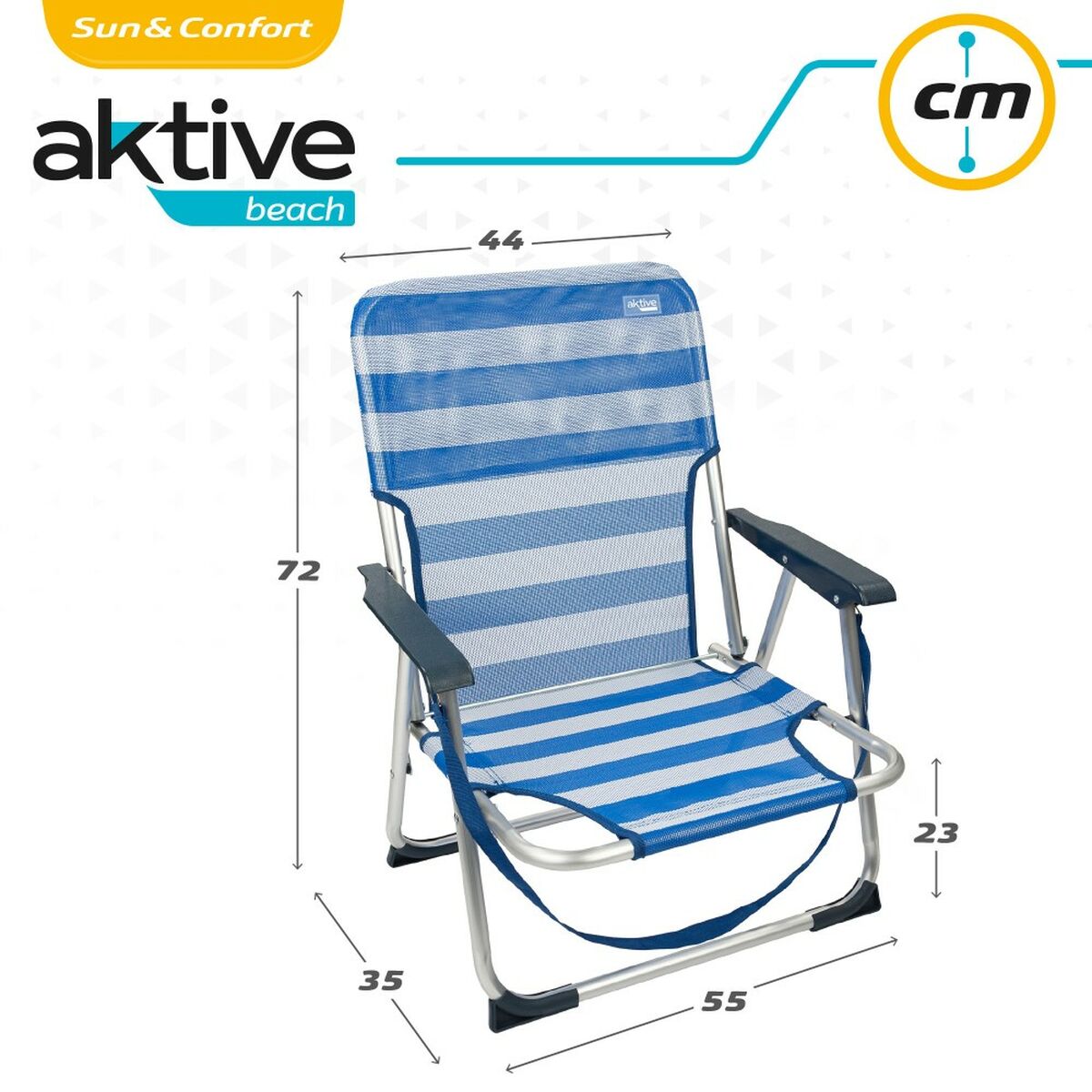 Strandstol Aktive Hopfällbar Blå 44 x 72 x 35 cm (4 antal) - 7