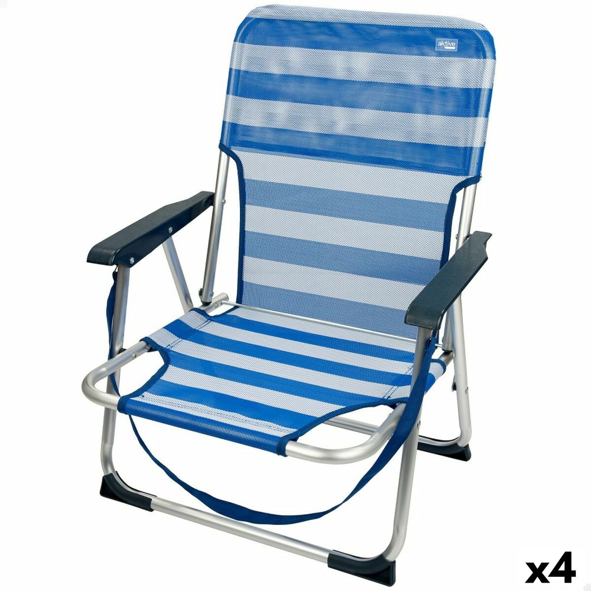 Strandstol Aktive Hopfällbar Blå 44 x 72 x 35 cm (4 antal) - 8