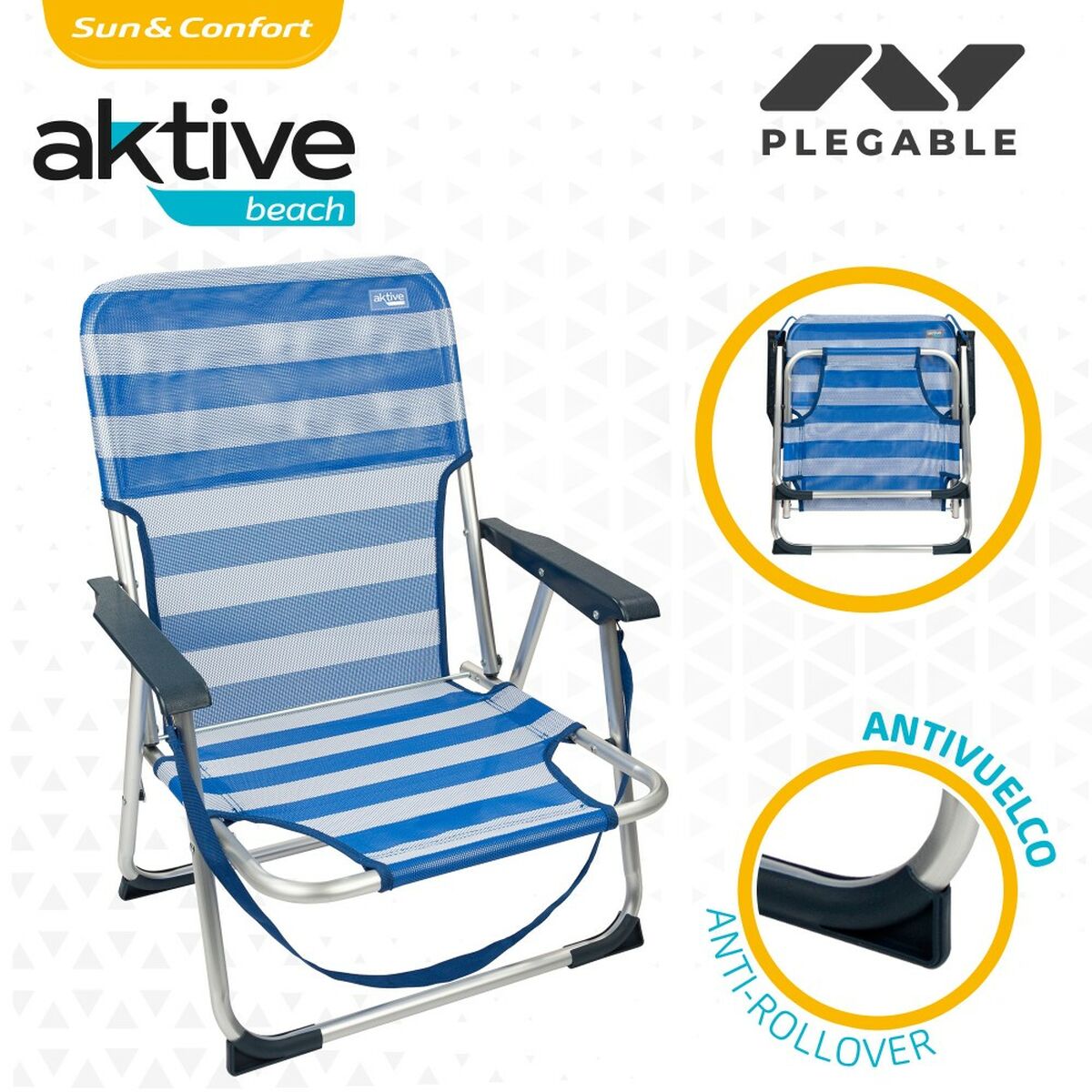 Strandstol Aktive Hopfällbar Blå 44 x 72 x 35 cm (4 antal) - 4