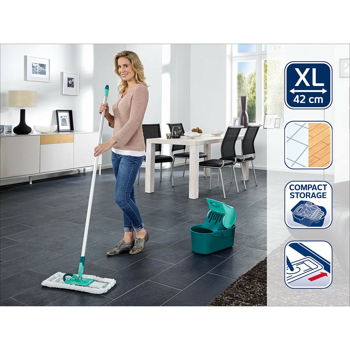 Mop with Bucket Leifheit Blå Plast Sammansatt 8 L - 7