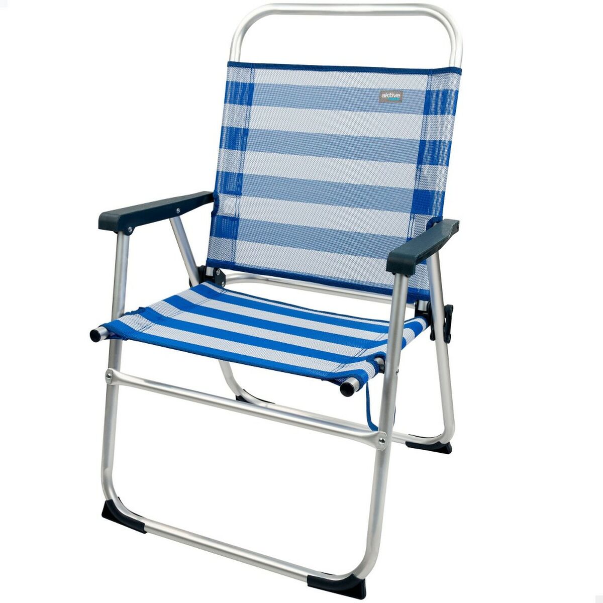 Strandstol Aktive Blå Vit 48 x 88 x 50 cm Aluminium Hopfällbar (4 antal) - 2